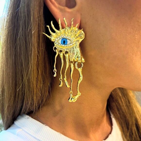 Vintage evil eye earrings M588 - Picture 1 of 5